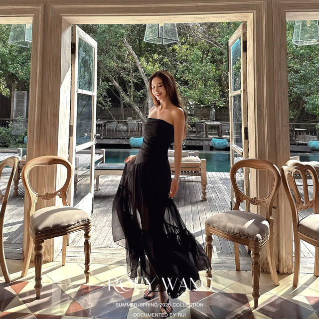 ROEYWANG Fairy droopy flowing mesh long skirt double-layer cake puffy skirt skirt a line skirt women
