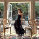 ROEYWANG Fairy droopy flowing mesh long skirt double-layer cake puffy skirt skirt a line skirt women
