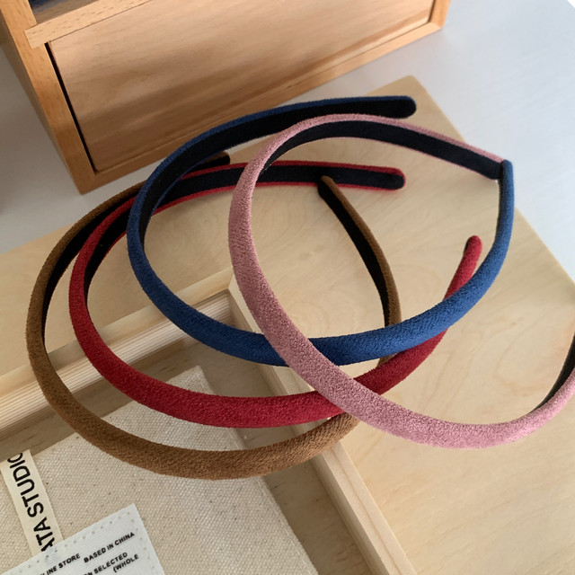 
Retro colorful suede headband, simple and versatile, narrow edge headband for women to wash their face and press their hair when going out, 2025 new