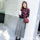 Sasaki Eiko's same Japanese sweet elastic waist bow tie pleated knit skirt long skirt