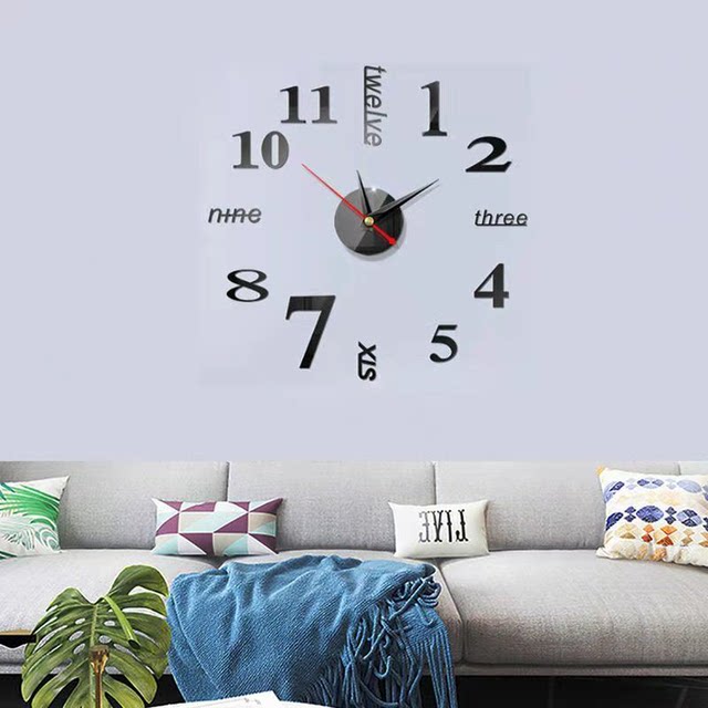 3D clock alarm clock wall hanging living room Internet celebrity wall ...