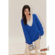 Jinggu White Label DADATATA Deep V-neck Knitted Top Lace Spliced ​​Collar T-shirt
