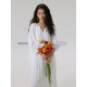 Jinggu white label DADATATA100 cotton V-neck drawstring fat mm large size beautiful dress
