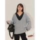 Jinggu White Label DADATATA Deep V-neck Knitted Top Lace Spliced ​​Collar T-shirt
