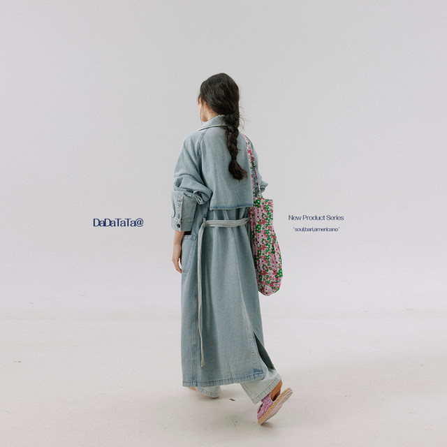 Jinggu white label DADATATA high-end denim washing windbreaker slightly fat mm outfit large size loose spring jacket