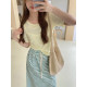Jinggu white label DADATATA suspender short sleeve hollow T-shirt for women's summer large-size top