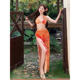 Thailand Bali Sanya vacation swimsuit women's new sexy skirt bikini three-piece long skirt straps