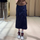 New spring and summer 2025 Korean fashion casual work skirt slim and versatile straight slit mid-length skirt