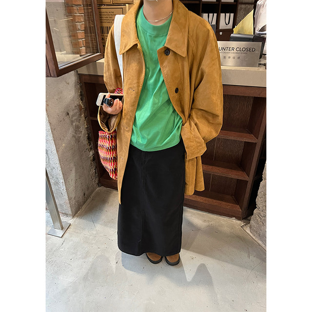 Niche cousin 2025 spring and summer new green loose top half turtle neck T-shirt women's short-sleeved women's clothing