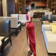 
Satin dress with long skirt, strapless skirt, French summer slit sexy slim suspender temperament dress for women