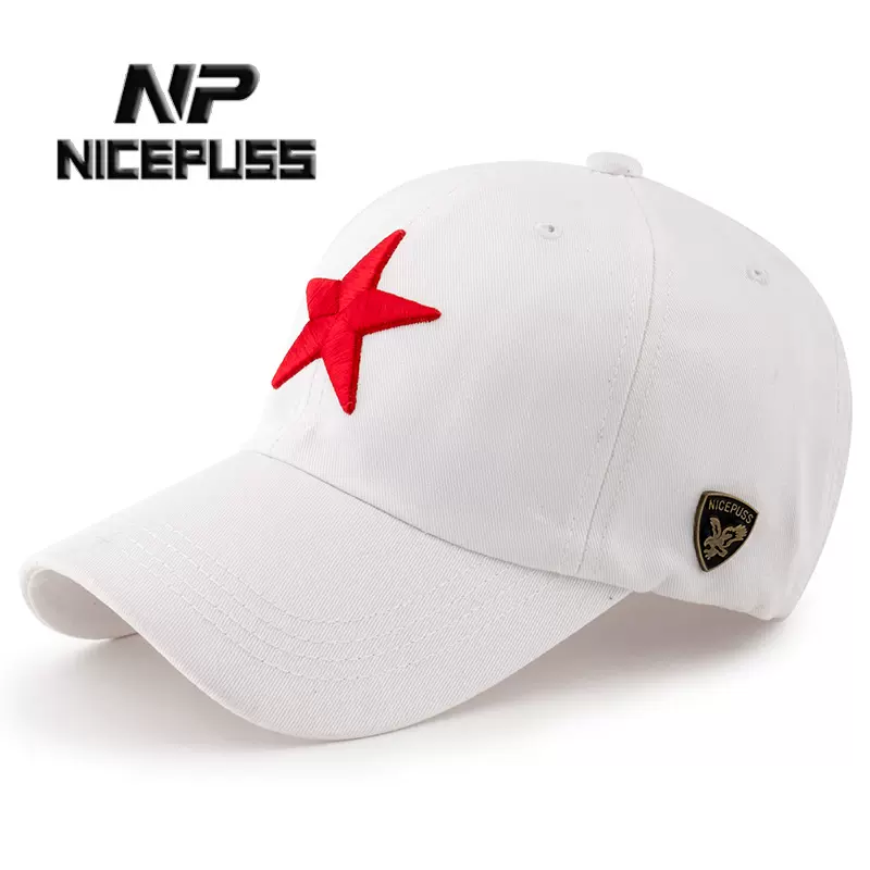 白色帽子女春秋鸭舌帽崔健帽子男五角星棒球帽红星太阳帽品牌