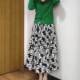 Black and white intellectual printed large skirt retro pocket single layer puffy skirt spring and summer design elastic waist
