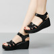 6CM sloped sandals female summer and thick -bottomed Korean version of the mother fish mouth women's shoes to increase versatile magic stick cake shoes
