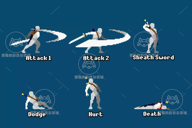 Unity prototype Hero pixel art 1.3 package more 2D pixel hero prototype material package
