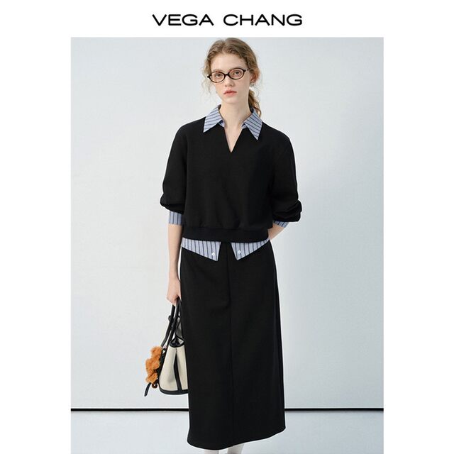 Fashionable two-piece set for women 2025 autumn new style splicing design high-end fashionable suit