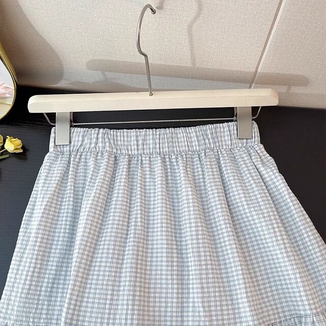 Fat mm Extra Large Size 300 Jin [Jin equals 0.5 kg] Sweet lace spliced ​​contrasting skirt for women loose high waist mid-length cake skirt 2