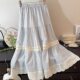 Fat mm Extra Large Size 300 Jin [Jin equals 0.5 kg] Sweet lace spliced ​​contrasting skirt for women loose high waist mid-length cake skirt 2