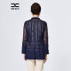 Xing's women's clothing Spring and Autumn mesh flare sleeve lapel shirt Large size knitted shirt Women's long sleeve mid-length top