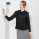 Xing's women's clothing spring and autumn new black lace commuting shirt women's long-sleeved hollow top bow tie shirt
