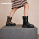 Meng Ziyi's same Toomanyshoes biker brown rider boots autumn and winter British style