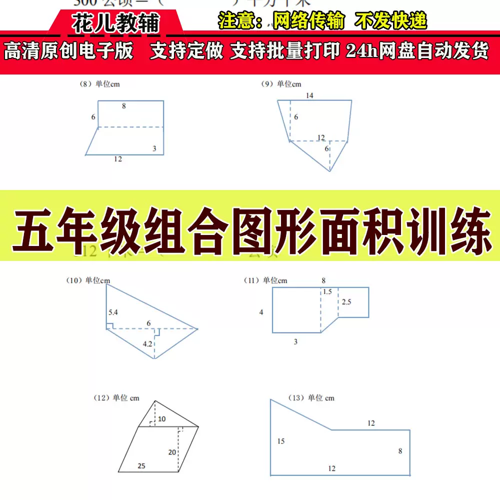五年级平面不规则组合阴影部分图形面积计算四边梯三角练习电子 五年级平面不规则组合阴影部分图形面积计算四边梯三角练习电子