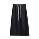 Sweatshirt skirt women's autumn 2025 new lace-up high waist elastic casual one-step long skirt slit straight skirt