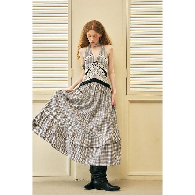 Moda Riser Splice DIDDI MODA resort style V-neck splicing dress lace sequins beautiful ...
