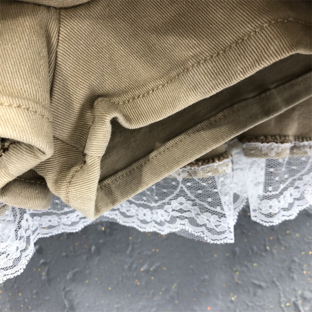 2025 summer pure and sweet puffy skirt denim skirt women's lace spliced ​​high-waisted small skirt