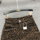 Hot girl leopard print high waist plus velvet thickened denim shorts women's 25 spring new casual and versatile base wide-leg pants