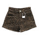 Hot girl leopard print high waist plus velvet thickened denim shorts women's 25 spring new casual and versatile base wide-leg pants