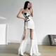 instahot printed strapless mesh skirt and hem dress for women 2024 autumn new spliced ​​hot girl long skirt for women