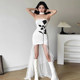 instahot printed strapless mesh skirt and hem dress for women 2024 autumn new spliced ​​hot girl long skirt for women