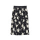 Retro pleated floral skirt with hips and one-step skirt slim straight skirt printed elastic waist floral temperament skirt
