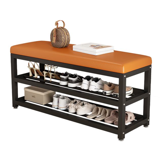 Shoe change stool for home use can sit on the shoe cabinet and sit on the stool integrated entrance door iron art light luxury high-end feel wear shoe stool entrance shoe rack