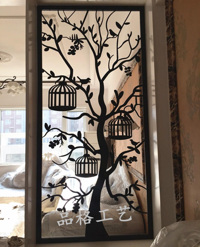 屏风隔断家装简约现代欧式客餐厅铁艺雕花烤漆屏风镂空 玄关定制