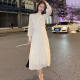 
Pincai long-sleeved dress for women with half-high neck solid color lace skirt elegant design long skirt P136Q278