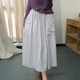 Ancient and color autumn forest women fresh loose large sling midi skirt casual and versatile elastic waist lace-up linen skirt