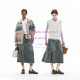 Unvesno (Un) Make old water -washing edges to split small pleated middle waist denim skirt
