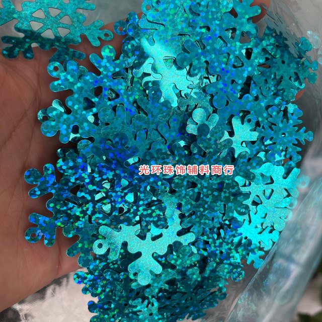12mm-45mm laser blue mixed snowflake sequins Christmas jewelry beads DIY material handmade loose pieces