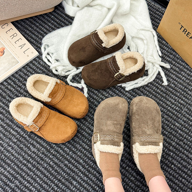 Little people's inner heightening thick-soled plus velvet Birkenstock shoes women's 2025 autumn and winter new warm snow boots cotton shoes