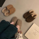 Thick-soled Birkenstocks lazy fur slippers bag-toe half-slippers for women wearing 2025 autumn and winter new style one-legged cotton-padded