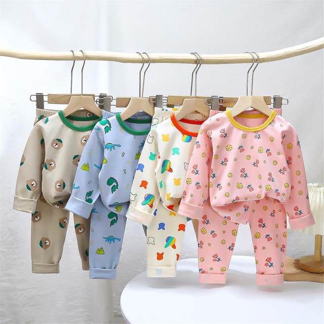 Clearance removal children's home clothes set spring new baby Lycra cotton boys' pajamas girls autumn clothes and autumn pants