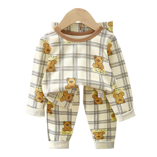 Clearance removal children's home clothes set spring new baby Lycra cotton boys' pajamas girls autumn clothes and autumn pants