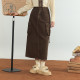 Zihan retro denim worker dress skirt female autumn new Marad casual high waist mid -length A -line skirt
