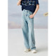 Zihan Straight Light Blue Jeans Women's Summer New Fashion Patch Embroidery High Waist Slim Versatile Casual Pants