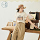Zihan cartoon letters cat printed T-shirt for women in summer new style loose and versatile round neck short-sleeved top