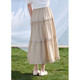 Zi Hansen-style checked mid-length skirt for women in summer 2025 new elastic waist skirt lace spliced ​​cake skirt
