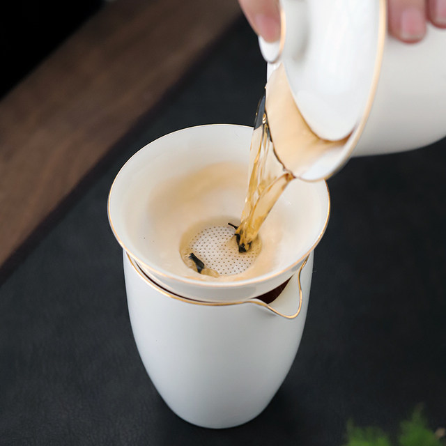 Dehua mutton-fat jade white porcelain tea leakage tea filter ceramic ...