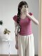 Hot girls' niche design sense small flying sleeve knitted short sleeve 2025 summer new slim fit slim V-neck versatile top