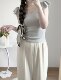 Hot girls' niche design sense small flying sleeve knitted short sleeve 2025 summer new slim fit slim V-neck versatile top